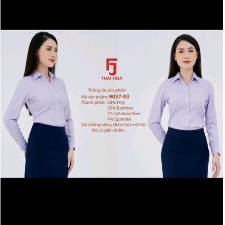 áo sơ mi nữ Thái Hòa mã 9037 vải sợi tre co giãn