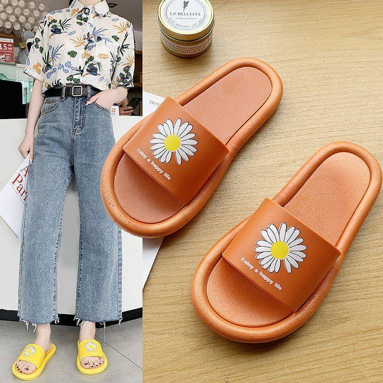 Giày cao Gót Mũi Nhọn Phẳng Dày Bằng Da Mềm Họa Tiết Màu Cam Thương Hiệu Lớn Phong Cách Âu Mỹ Sho