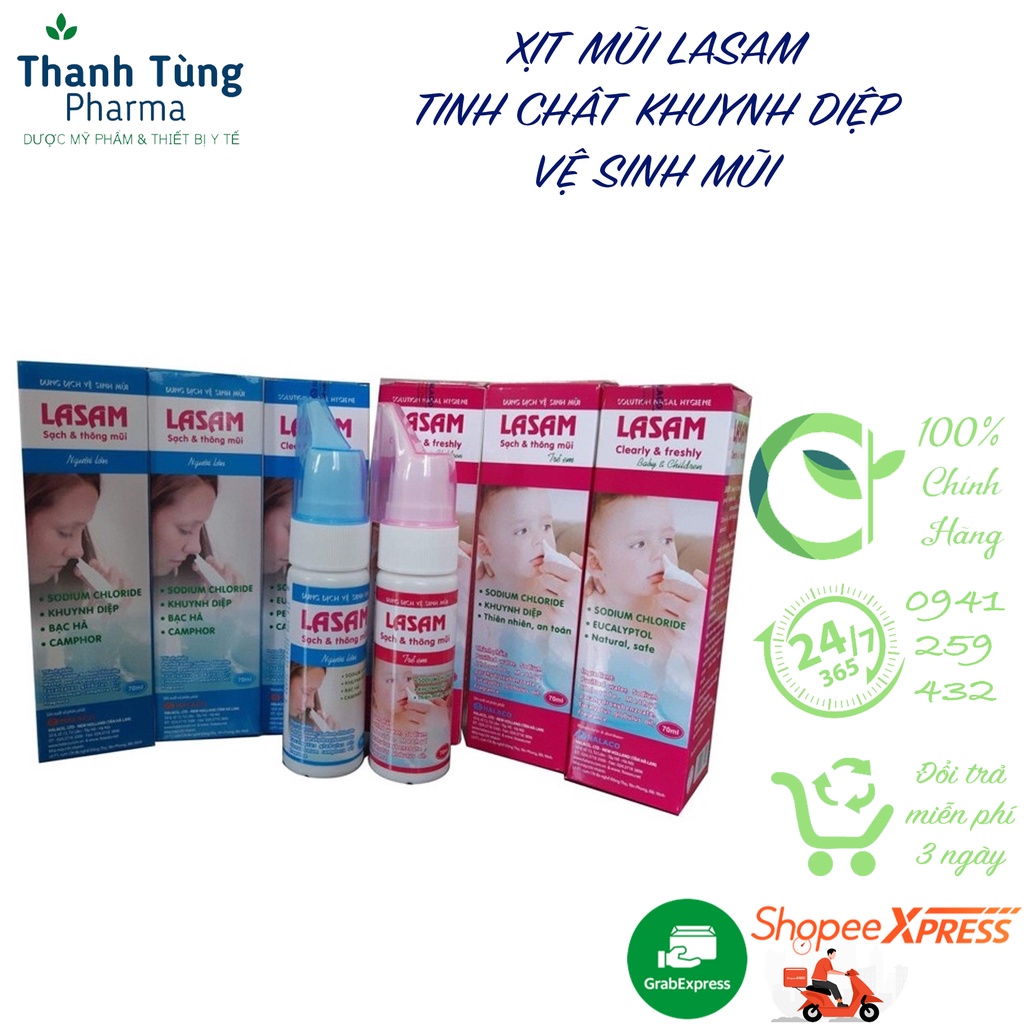 XỊT MŨI LASAM TINH CHẤT KHUYNH DIỆP VỆ SINH HÀNG NGÀY CHO TRẺ EM/NGƯỜI LỚN