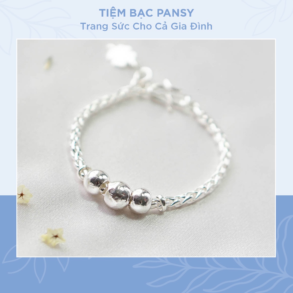 Lắc bạc ta cho bé PANSY thiết kế 3 bi bạc cá tính
