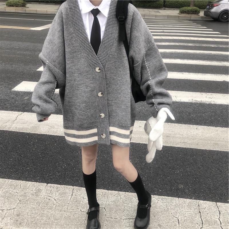 Áo khoác cardigan IELGY dệt kim dài tay dáng rộng phong cách Nhật Bản/ Hàn Quốc thời trang thu đông cho học sinh