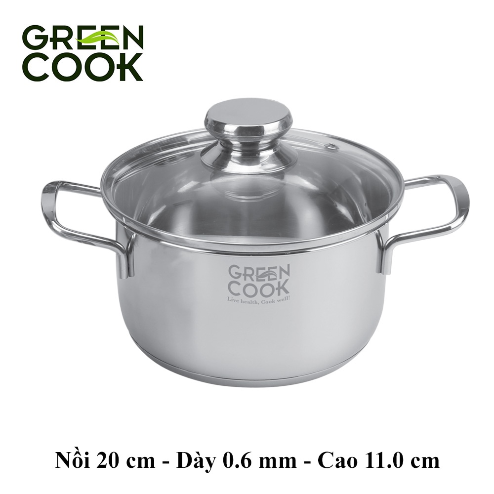 Bộ nồi Inox 3 đáy cao cấp Green Cook GCS06-T1 siêu bền sử dụng được trên bếp từ