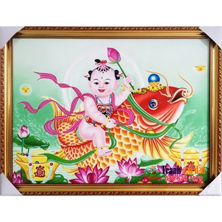 tranh đông hồ bé cưỡi cá chép