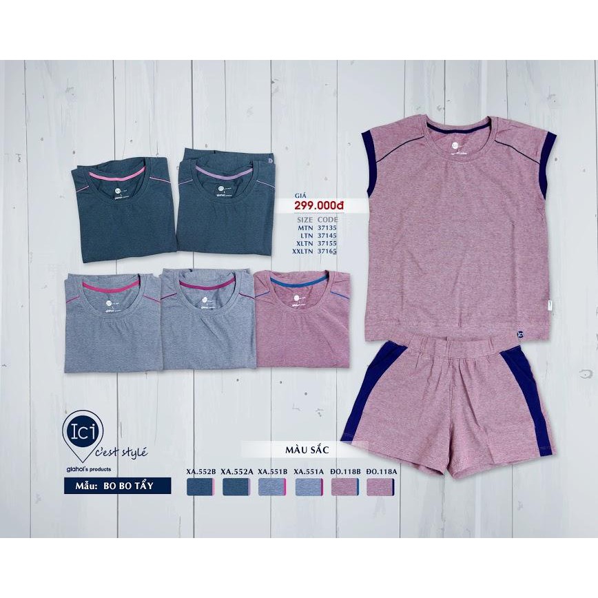 Bộ mặc nhà quần ngắn chất cotton dày dặn Gia Hồi.