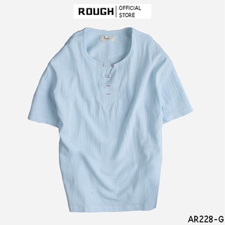 Áo Nam Cộc Tay Cổ V Vải Đũi ( Linen ) Rough Cao Cấp