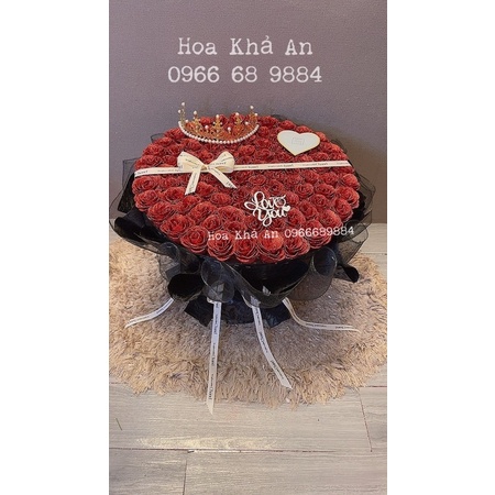 Bó hoa nhũ 99bông vĩnh cửu tự đứng. Tặng kèm full phụ kiện.