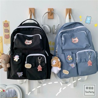 Balo ulzzang cho nữ nhiều ngăn tiện lợi, có tặng kèm 4 huy hiệu siêu xinh