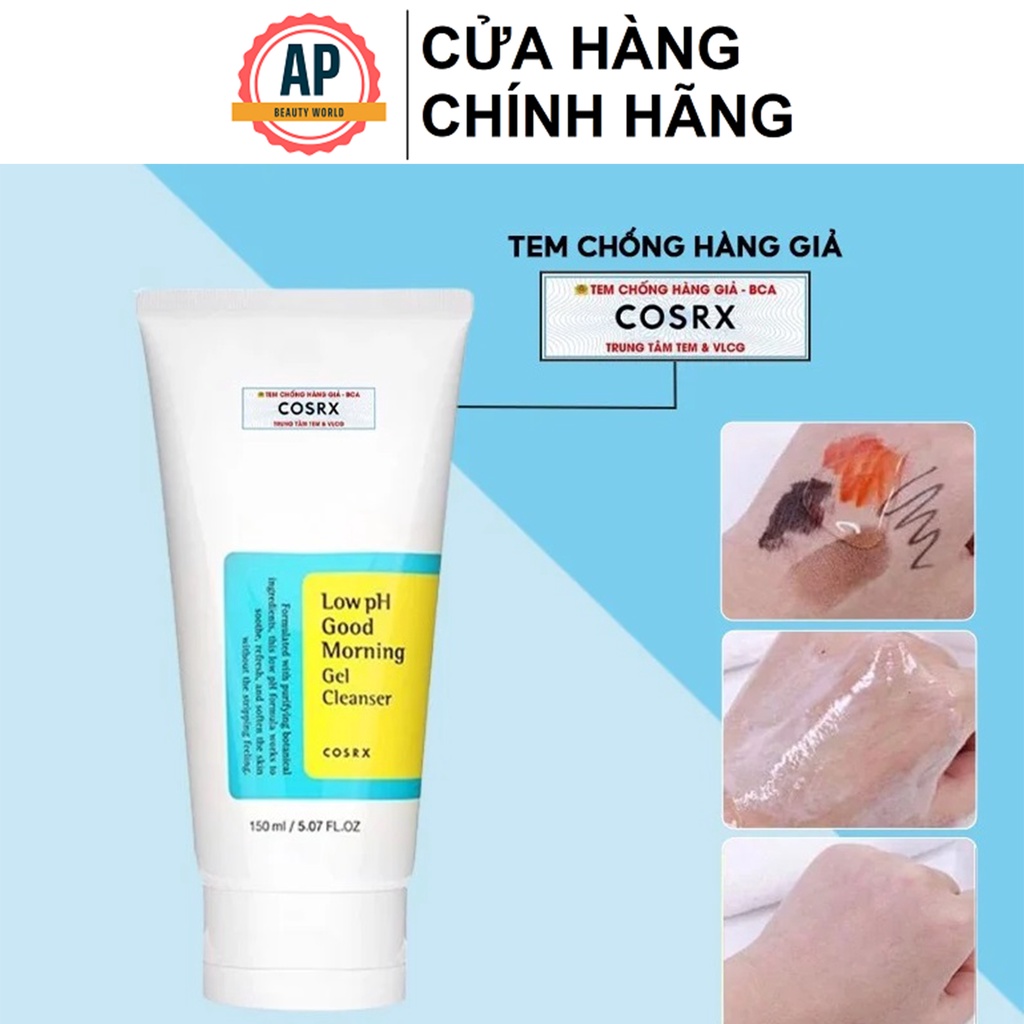 Gel Sữa rửa mặt Cosrx Good Morning 150ml/50ml chiết xuất trà xanh độ ph thấp.