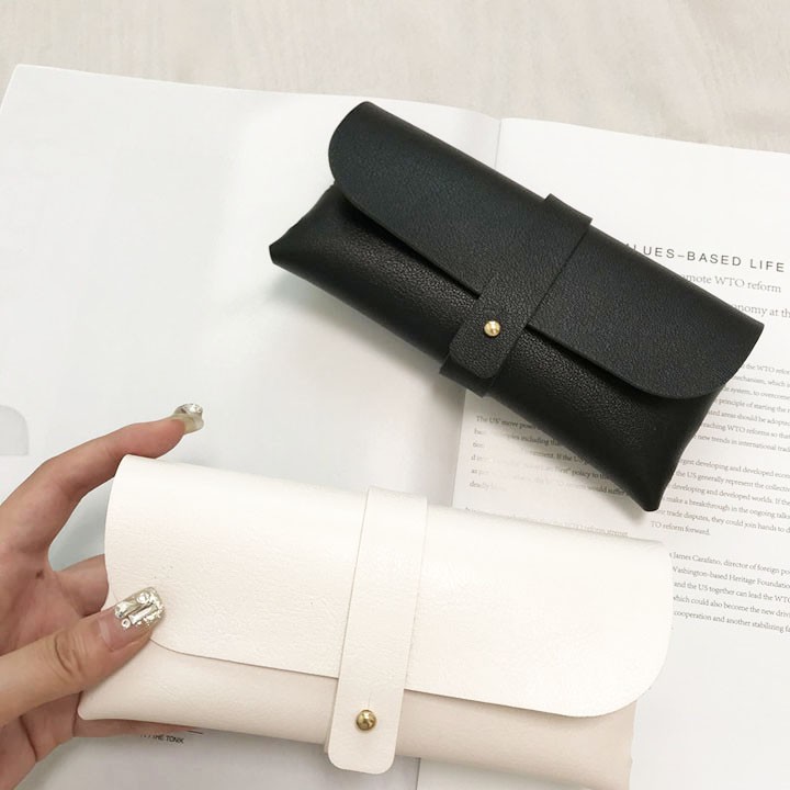 Hộp Bóp Đựng Kính Cube Vintage Da Pu Lót Nỉ Trong Chống Xước Basic Trơn Trắng Đen