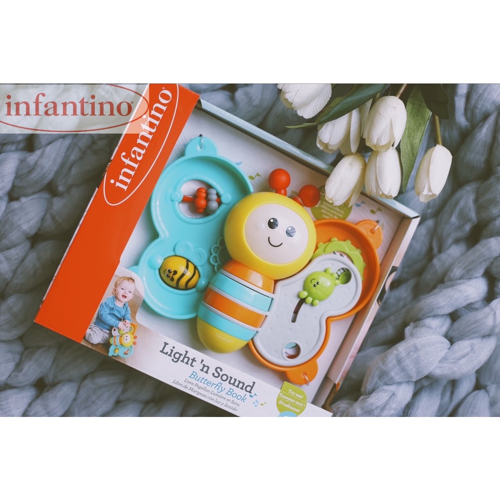 Đồ Chơi Phát Nhạc Âm Thanh INFANTINO Light's Sound Butterfly Book Hỗ Trợ Phát Triển Đa Giác Quan Cho Bé