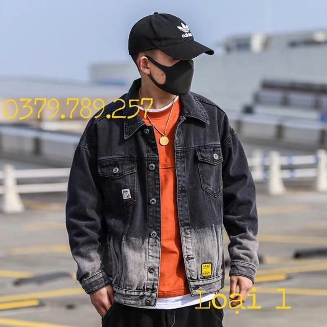 Áo khoác jean nam nữ Unisex Hàn Quốc đen pha xám bottom đẹp YND mới ra