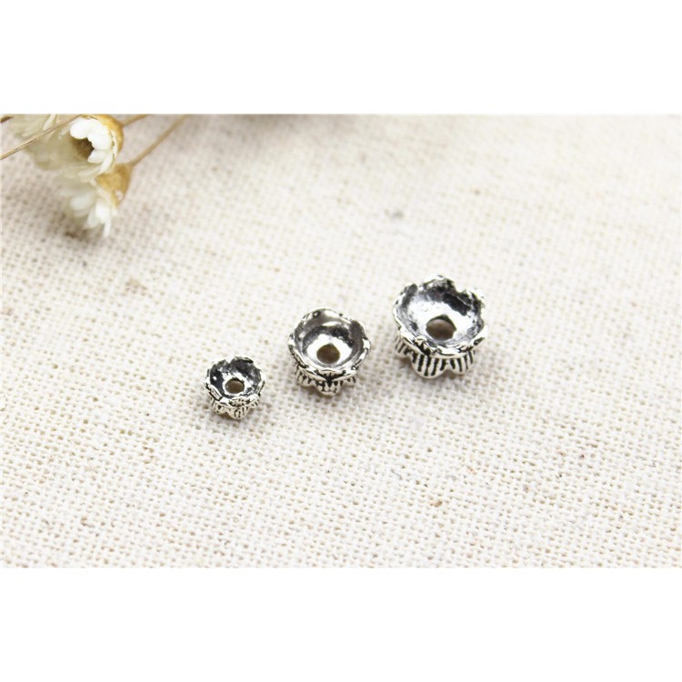 Charm ốp nối hình hoa sen 2 đầu - Charm Bạc 925 - Mã CA050