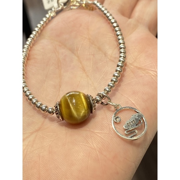 Vòng tay đá mắt hổ mix charm bạc - GAIA BY YANG