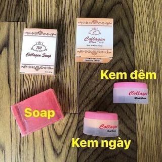 Bộ Kem dưỡng mặt collagen vit e dưỡng trắng da sạch nám, tàn nhang, mụn ( 1 dưỡng đêm, 1 dưỡng ngày, 1 xà bông rửa mặt)