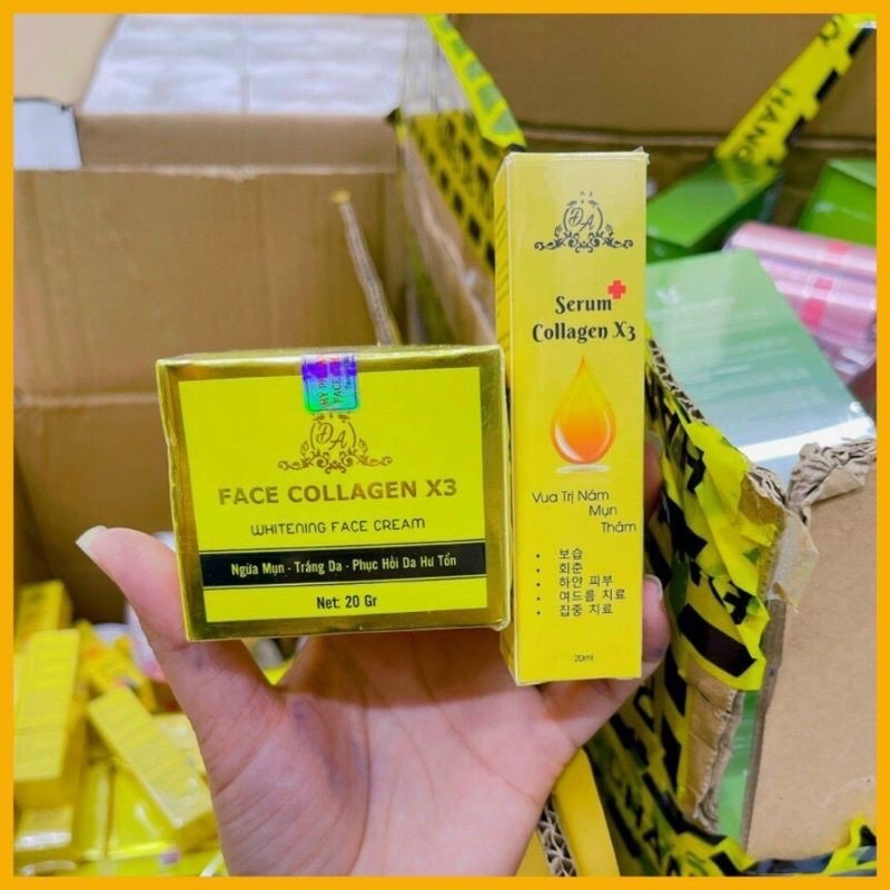 Combo Kem face X3 - Serum nám X3 collagen Đông anh Chính hãng