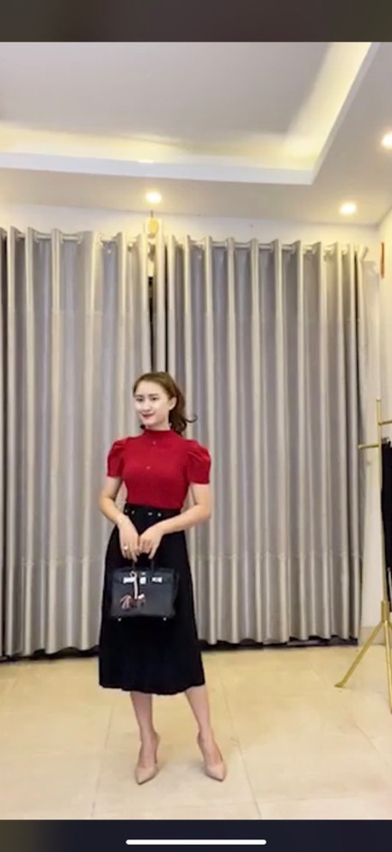 Áo len tay bồng cúc giữa 8 màu dành cho nữ