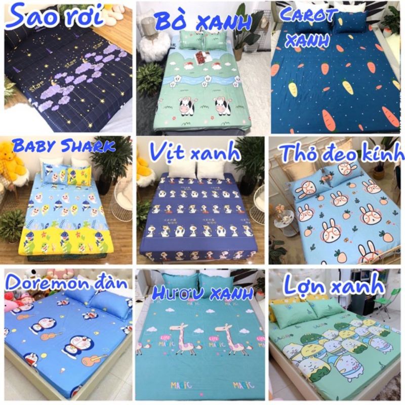 Bộ ga chun kèm vỏ gối cotton poly rẻ bền đẹp( được chọn mẫu) | BigBuy360 - bigbuy360.vn