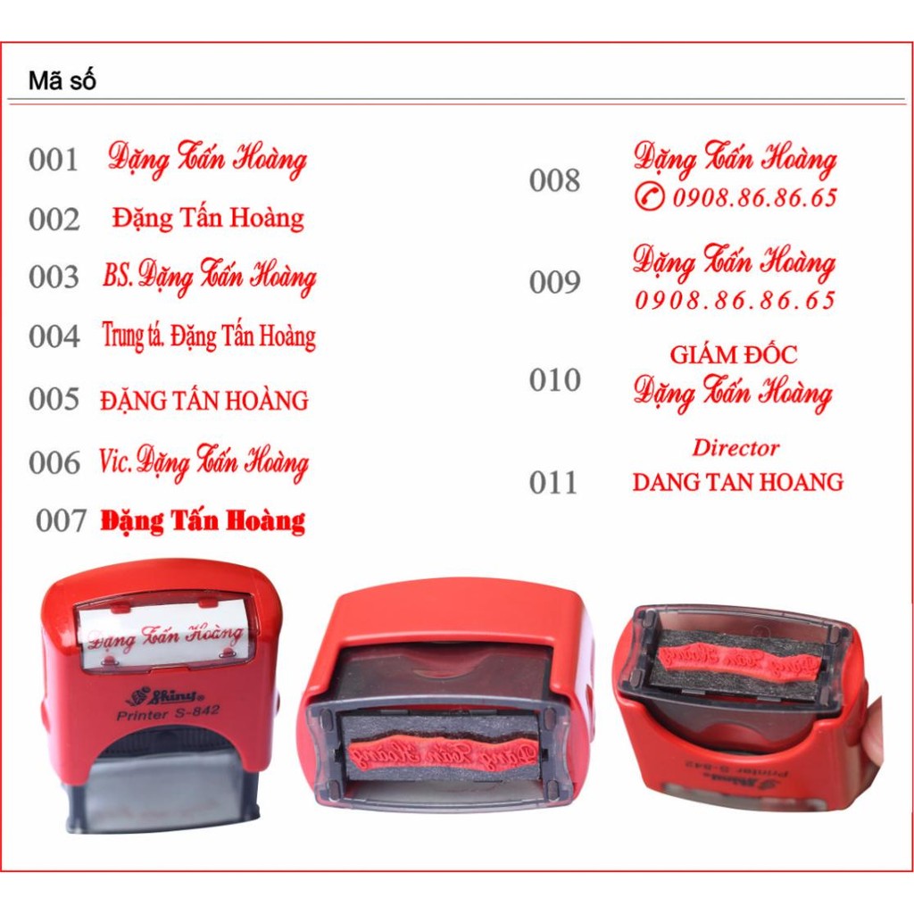 Dấu Shiny 842 lật liền mực theo yêu cầu [2 dòng-3 từ]