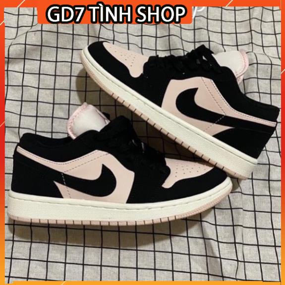 Giày 𝐉𝐨𝐫𝐝𝐚𝐧 1 hồng đen nữ, Giày thể thao JD 1 cổ thấp Black Guava Ice hồng đen bản đẹp full box bill