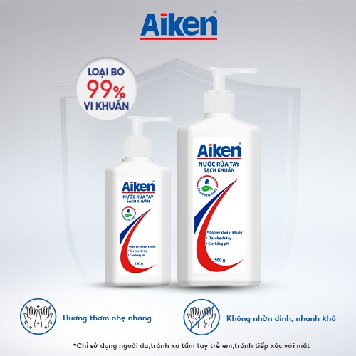 [Mã COSBDAG5 giảm 8% đơn 150k] Aiken Combo 2 Nước rửa tay Sạch khuẩn 500g/chai