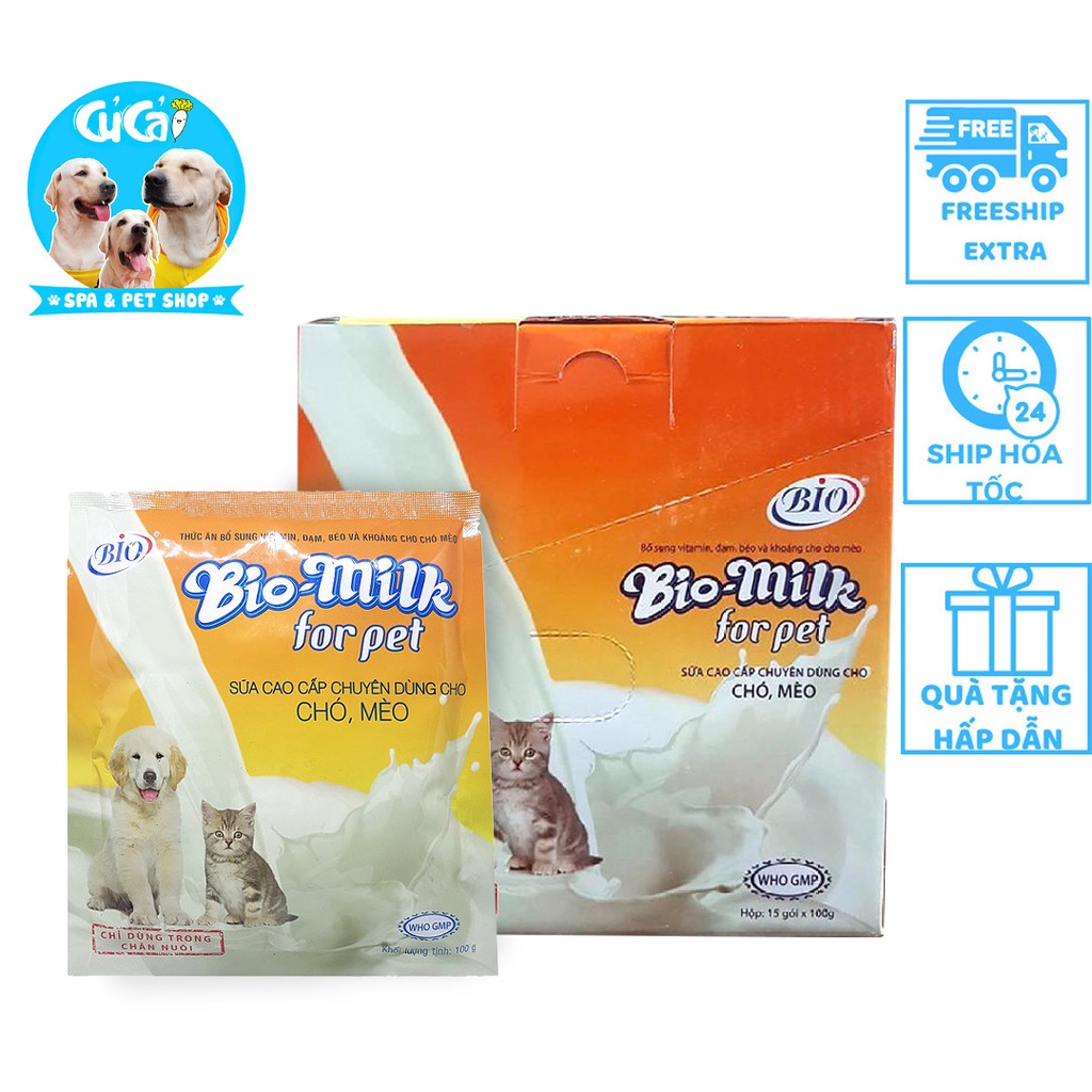 Sữa Bio Milk For Pet cho chó mèo con, sữa cho chó mèo sơ sinh, mang thai và biếng ăn cần thêm dưỡng chất Củ Cải Pet Shop