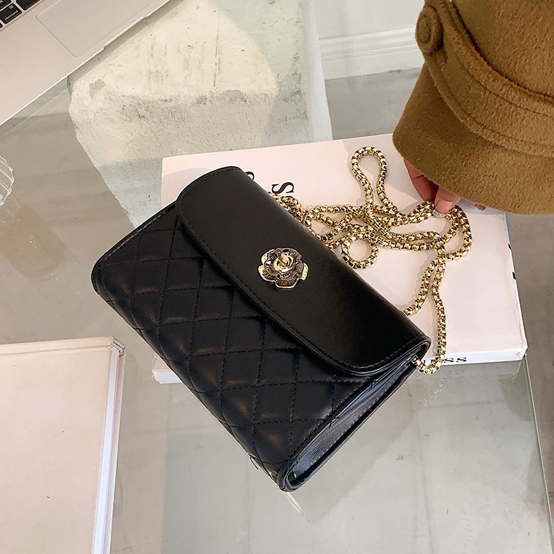 Túi Đeo Vai Bằng Da Mềm Phối Dây Xích Thời Trang Hàn Quốc Cho Nữ