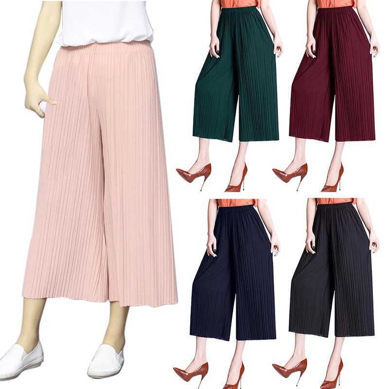 Rerela High Waist Wide leg Pleated Pants Ninth Pants Palazo Pants Trousers | BigBuy360 - bigbuy360.vn