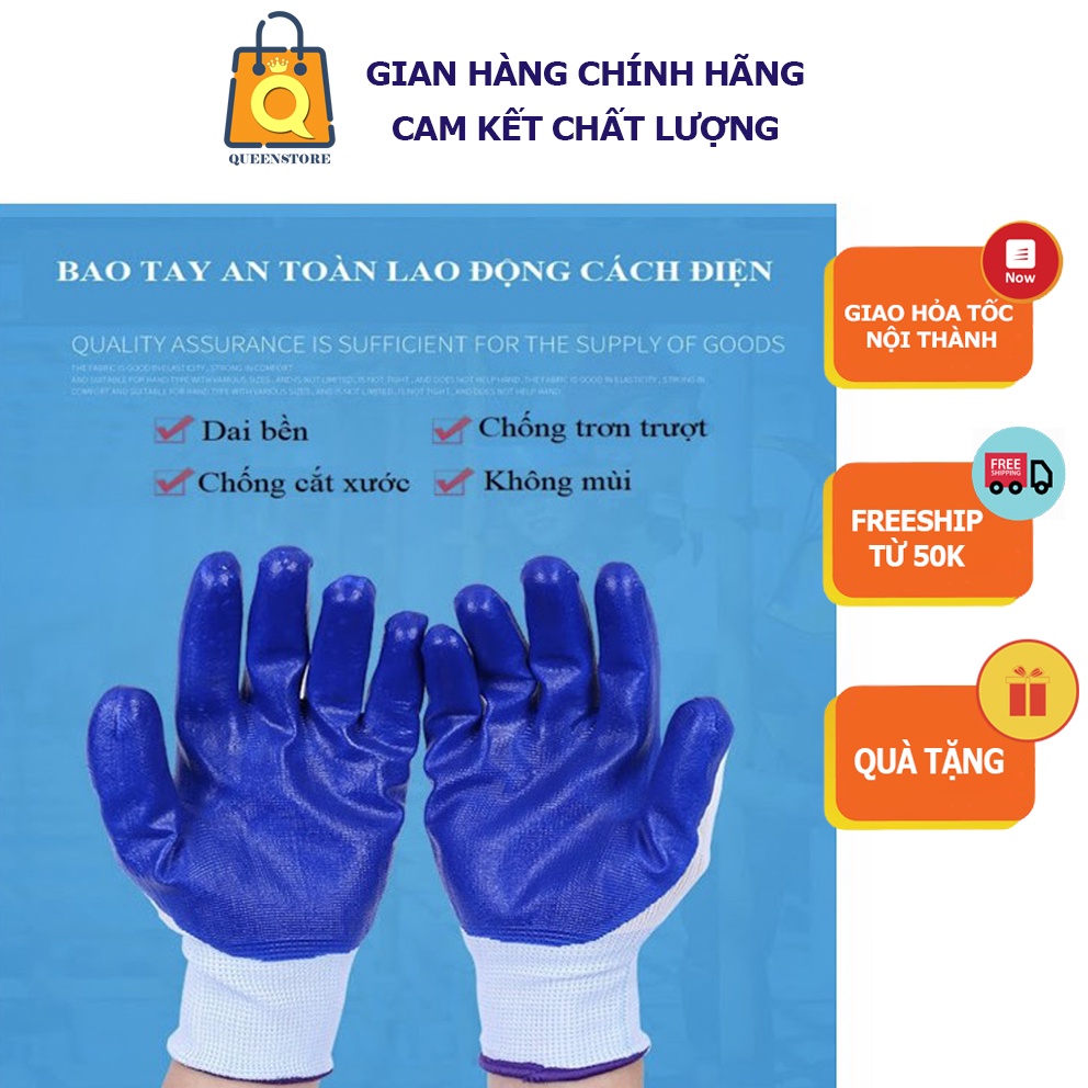 [LOẠI 1] Gang Tay Phủ Sơn Làm Vườn Bảo Hộ  Lao Động Chống Xước, Chống Tĩnh Điện Dai Bền Đẹp An Toàn - QueenStore