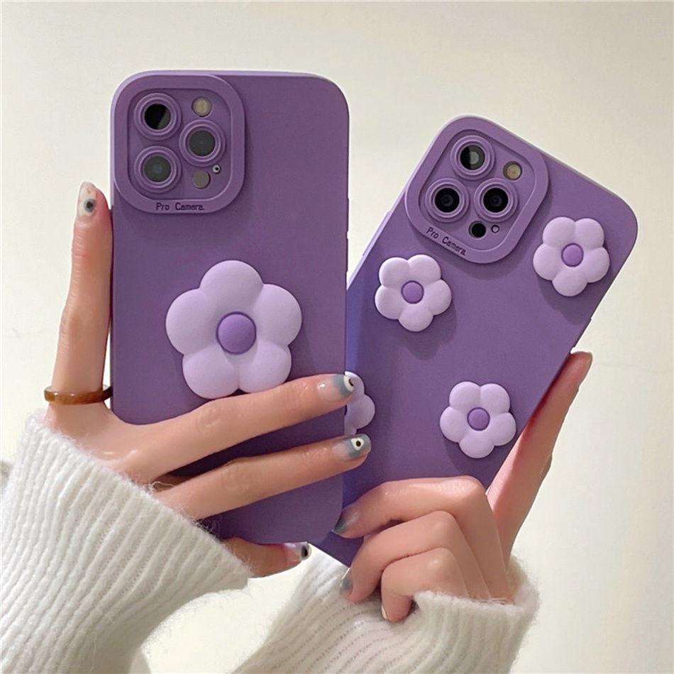 Ốp Điện Thoại TPU Họa Tiết Hoa 3D Có Khung Bảo Vệ Camera Cho iPhone 13 12 11 pro max 6 6S 7 8 Plus 12 MINI SE2020 XR X XS max