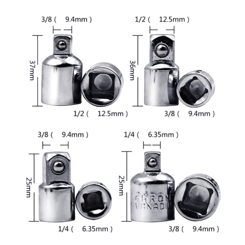 Set 4 Đầu Chuyển Đổi Bánh Cóc 1 / 4 &quot;3 / 8&quot; 1 / 2 &quot;Chuyên Dụng
