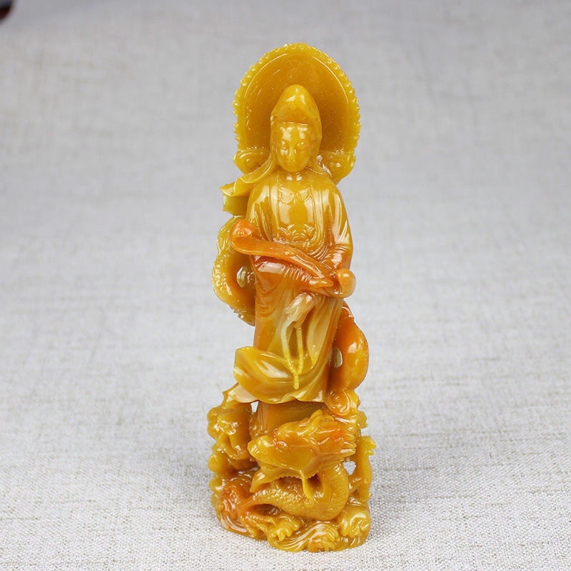 Đá Ngọc Bích Shoushan Chenglong Guanyin Dùng Trang Trí