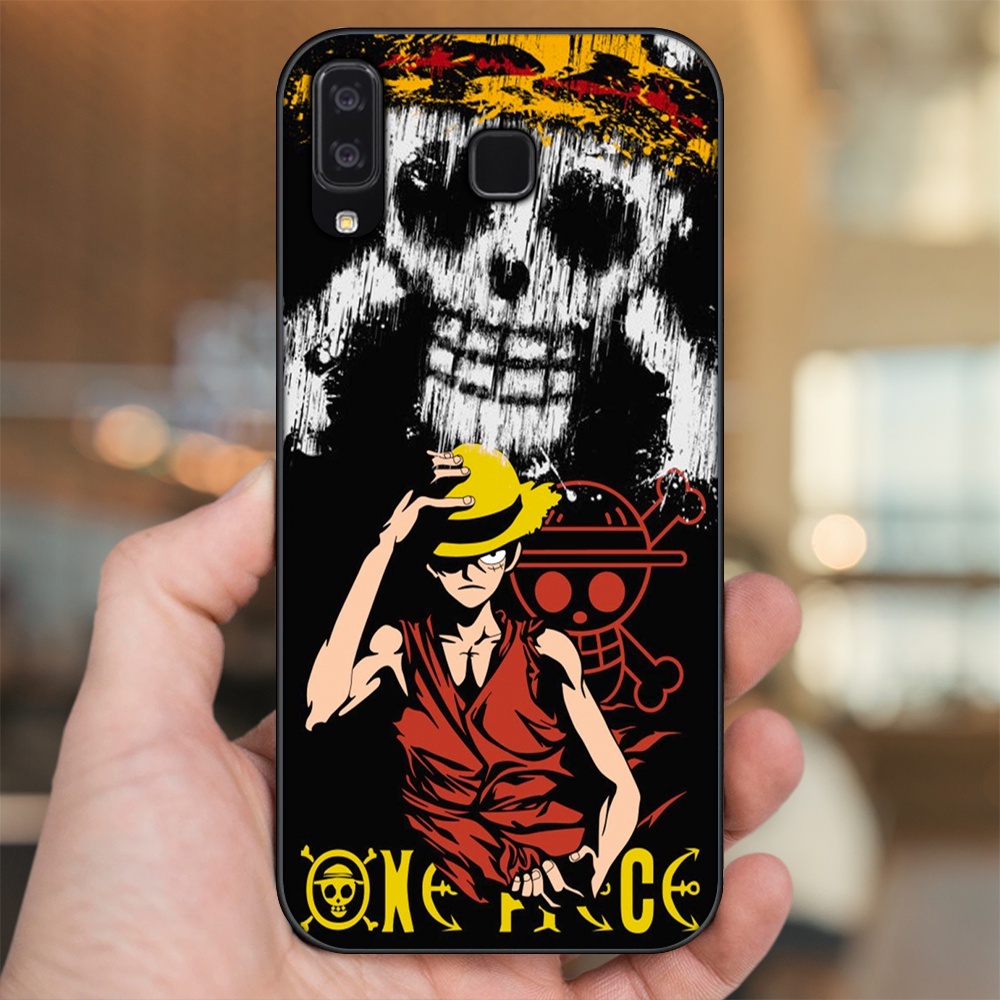 Ốp lưng Samsung A8 Star viền đen in hình Luffy One Piece