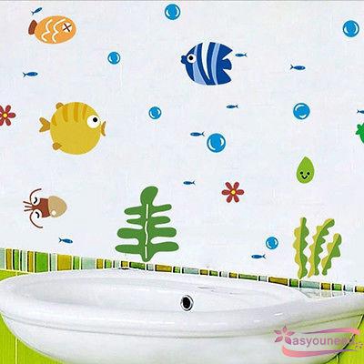 Decal dán tường trang trí phòng cho bé hình con cá nhiều màu sắc dễ gỡ bỏ chất liệu PVC kích thước 24x42cm