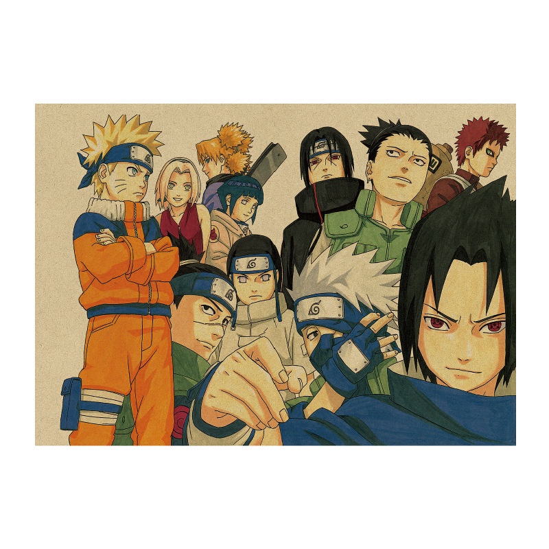 Poster Naruto -25 51x36cm phong cách retro