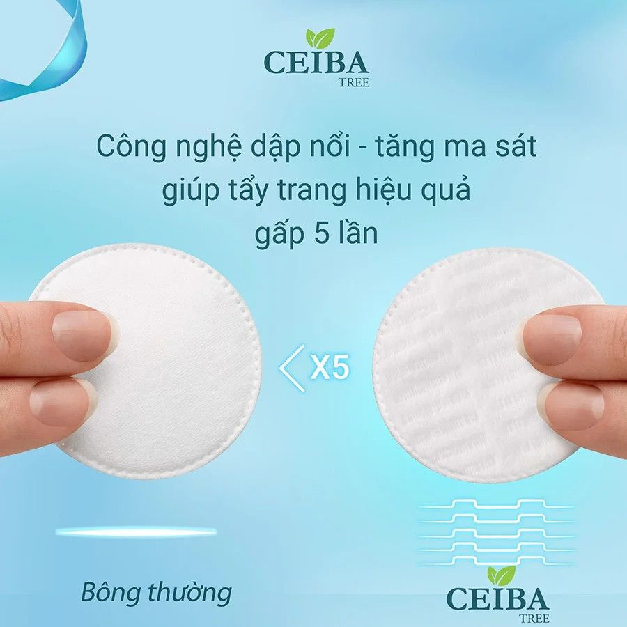 Combo 3 Bông Tẩy Trang Ceiba Cotton Siêu Tiết Kiệm Dung Dịch 80 Miếng x3