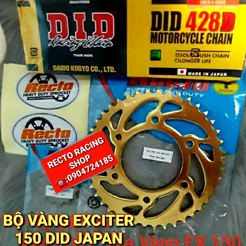 NHÔNG SÊN DĨA VÀNG EXCITER 150/FZ 150I DĨA 42T 43T RECTO VÀNG SÊN DID 9LY VÀNG CHÍNH HÃNG