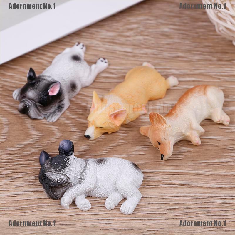 Set 2 đồ chơi mô hình chú chó bulldog đang ngủ dễ thương