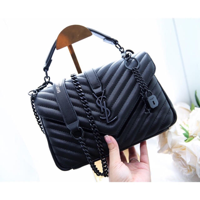 Túi xách nữ đeo chéo flapbag vân v da mịn mềm khoá vàng đồng bạc đen hàng cao cấp fullbox có hộp