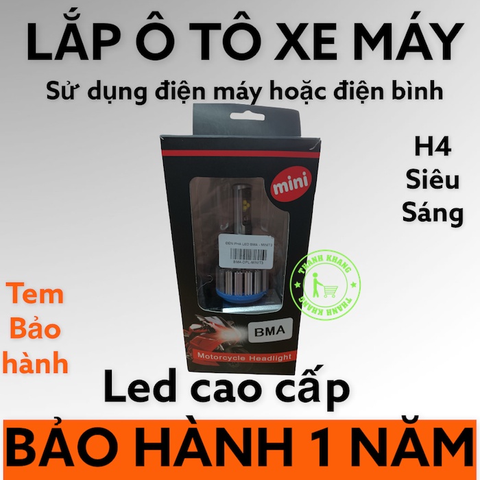 Đèn pha led 6 tim BMA-DPL-MINIT3 H4 chính hãng siêu sáng bảo hành 1 năm gắn pha xe máy Thanh Khang