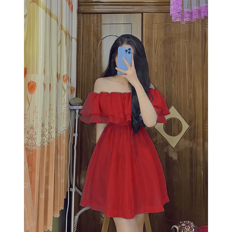 (FREE SHIP) FREE SHIP ĐẦM XÒE VAI TRẦN TƠ XƯỚC FORM BABY DOLL XINH XẮN ĐÁNG YÊU VALENTINNA