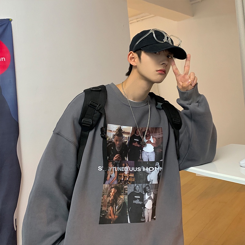 Áo nỉ nam dài tay dáng rộng thời trang Hàn Quốc sành điệu