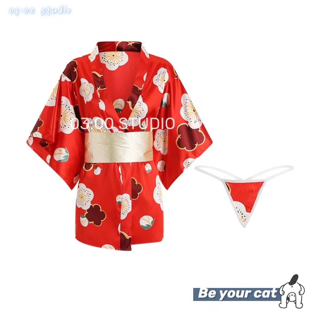 （Giao hàng bảo mật）🍉Váy ngủ sexy🍉Nhật Bản kimono phong cách kèm nơ thắt eo gợi cảm--024