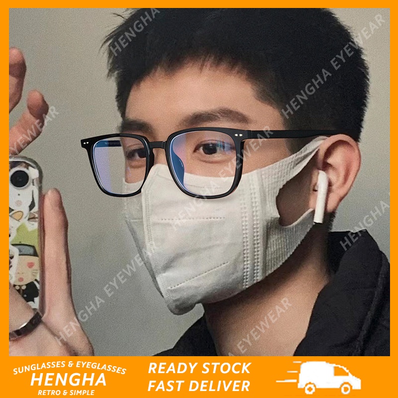 Mắt Kính Chống Ánh Sáng Xanh Gọng Trong Suốt Hình Chữ Nhật / Vuông Thời Trang Hàn Quốc