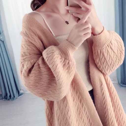 (Order-M) Ulzzang Áo Cardigan vặn thừng dáng dài M027 KS
