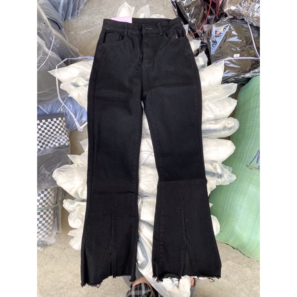 [ Ảnh thật ] Quần Jeans ống loe co giãn xẻ gấu qc loại 1