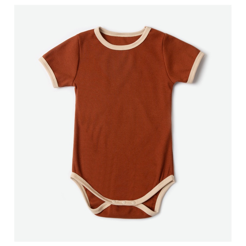 Bộ Áo Liền Quần Tay Ngắn Kẻ Sọc Chất Liệu Cotton Cho Bé Gái 0-18 Tháng Tuổi