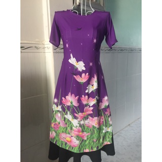 Áo dài cách tân tặng chân váy - có 3xl . lụa design