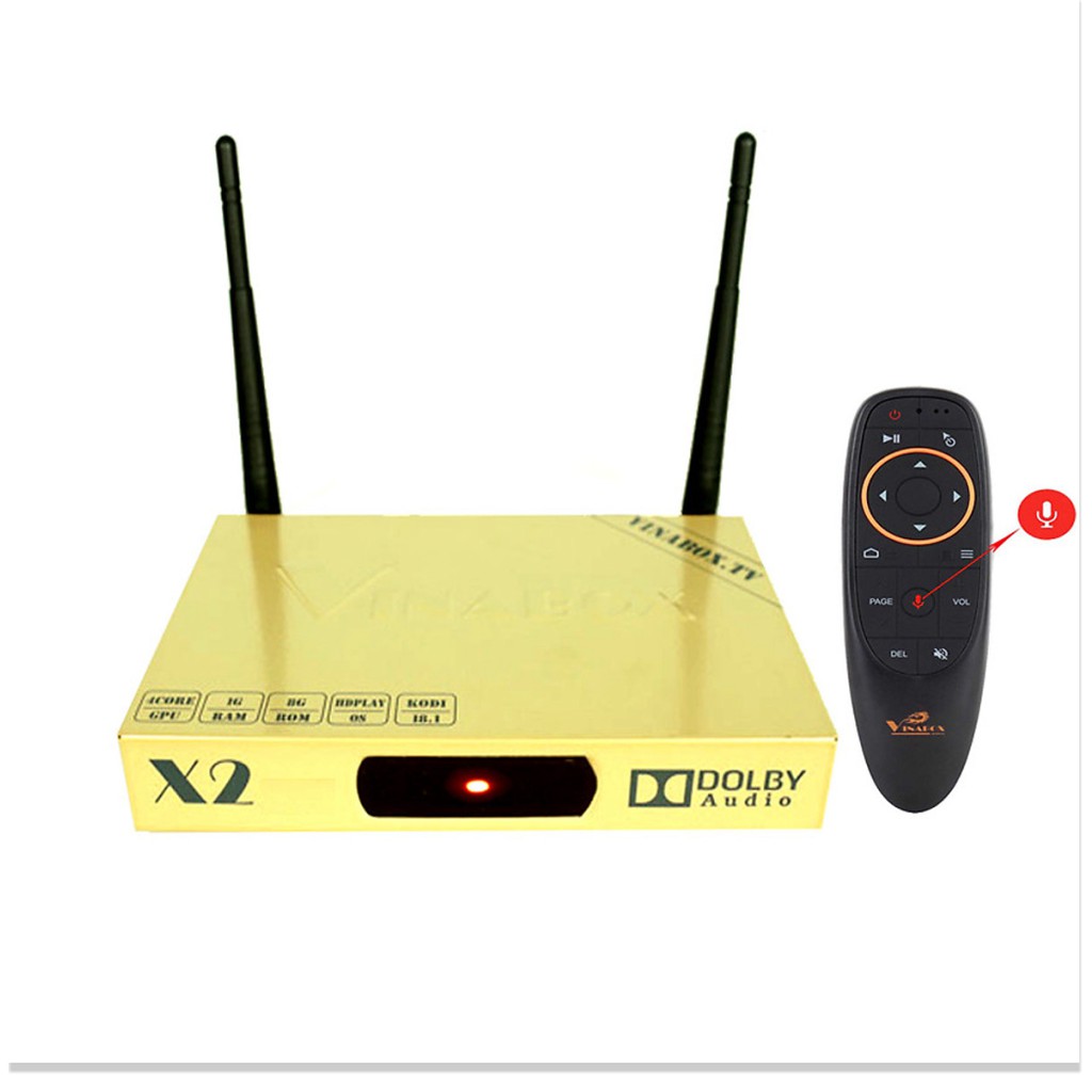 Combo android tv box Vinabox X2 2019 và Điều khiển giọng nói - Hàng Chính Hãng