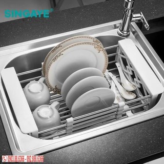 Giá inox thu gọn đựng đồ bồn rửa bát tiện ích. kệ inox gác bồn rửa