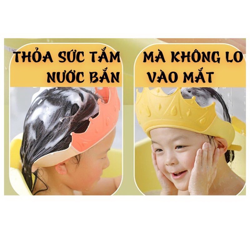 Mũ gội đầu mũ tắm nón tắm vương miện ngăn nước vào mắt và tai khi tắm cho bé sơ sinh đến 6 tuổi